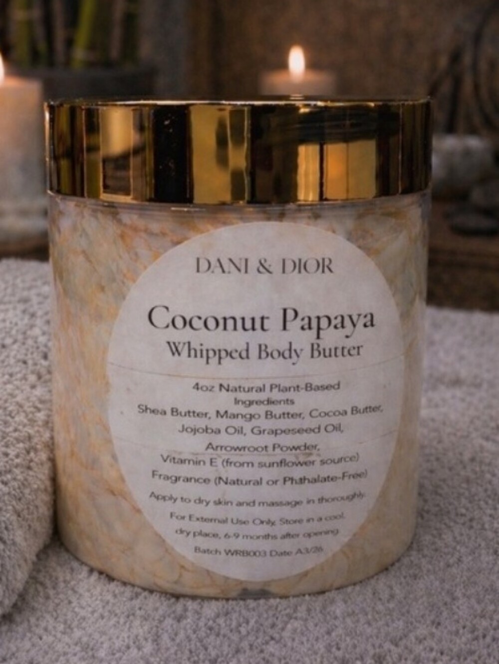 NWT Dani & Dior 4 Oz Spa Quality Natural Whipped Body Butter - Coconut Papaya